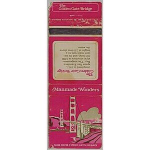 Vintage Matchbook Cover Golden Gate Bridge San Francisco CA Manmade Wonders